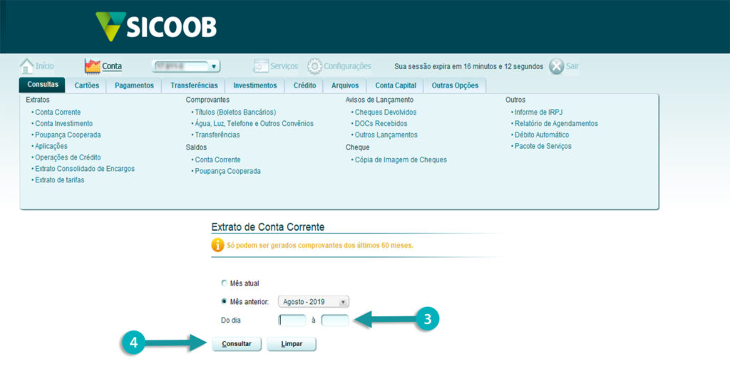 extrato bancário do sicoob por período