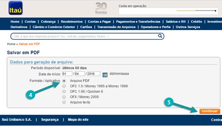 salvando extrato bancário itau em pdf