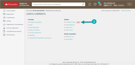 consultar extrato bancário santander