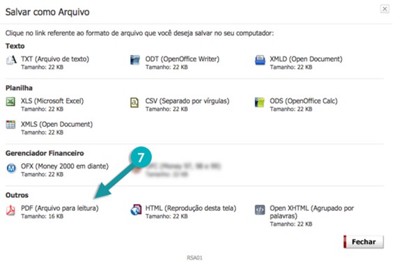 Salvar extrato bancário Bradesco em pdf