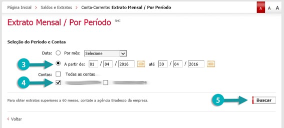 extrato bancário Bradesco por período